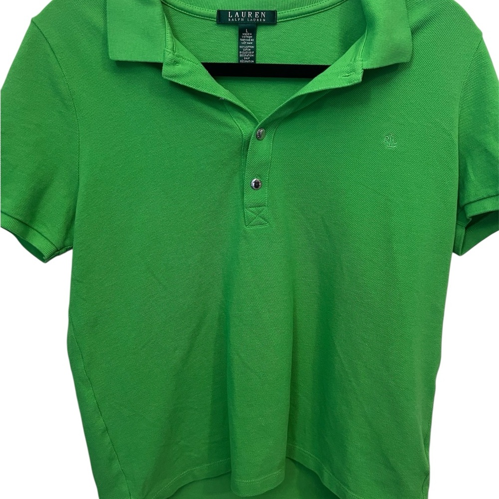 Lauren Ralph Lauren 💯 Cotton Vibrant Green Cotton Top Size Large
